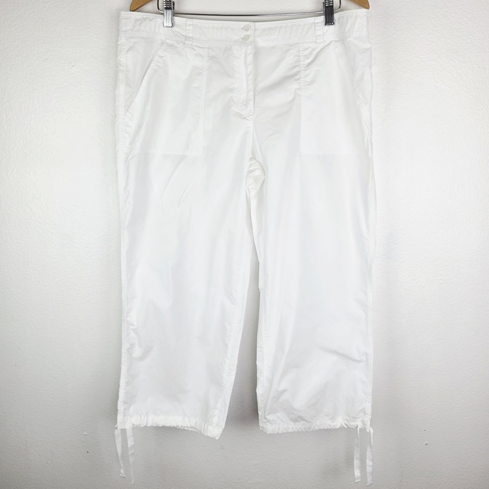 Tommy Bahama White Cropped Pants with Drawstring Hem Women Plus Size 14